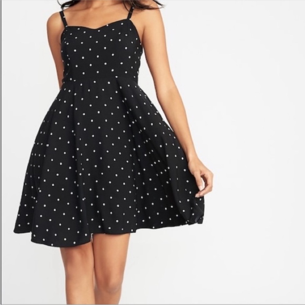 Old Navy fit and flare cami dress mini small petite dots